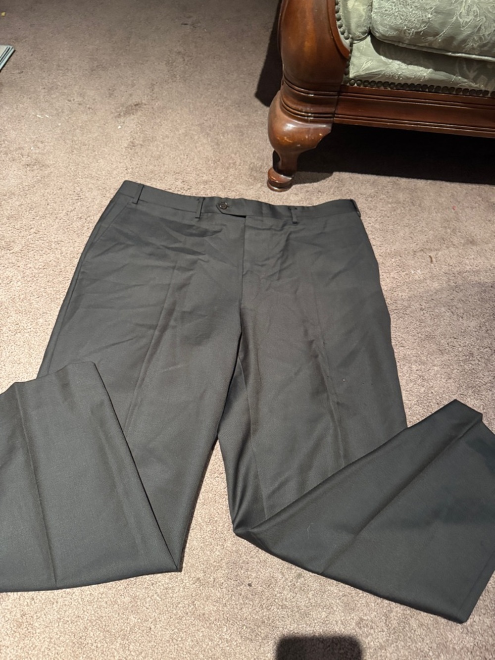 Canali Black Flat-Front Dress Pants